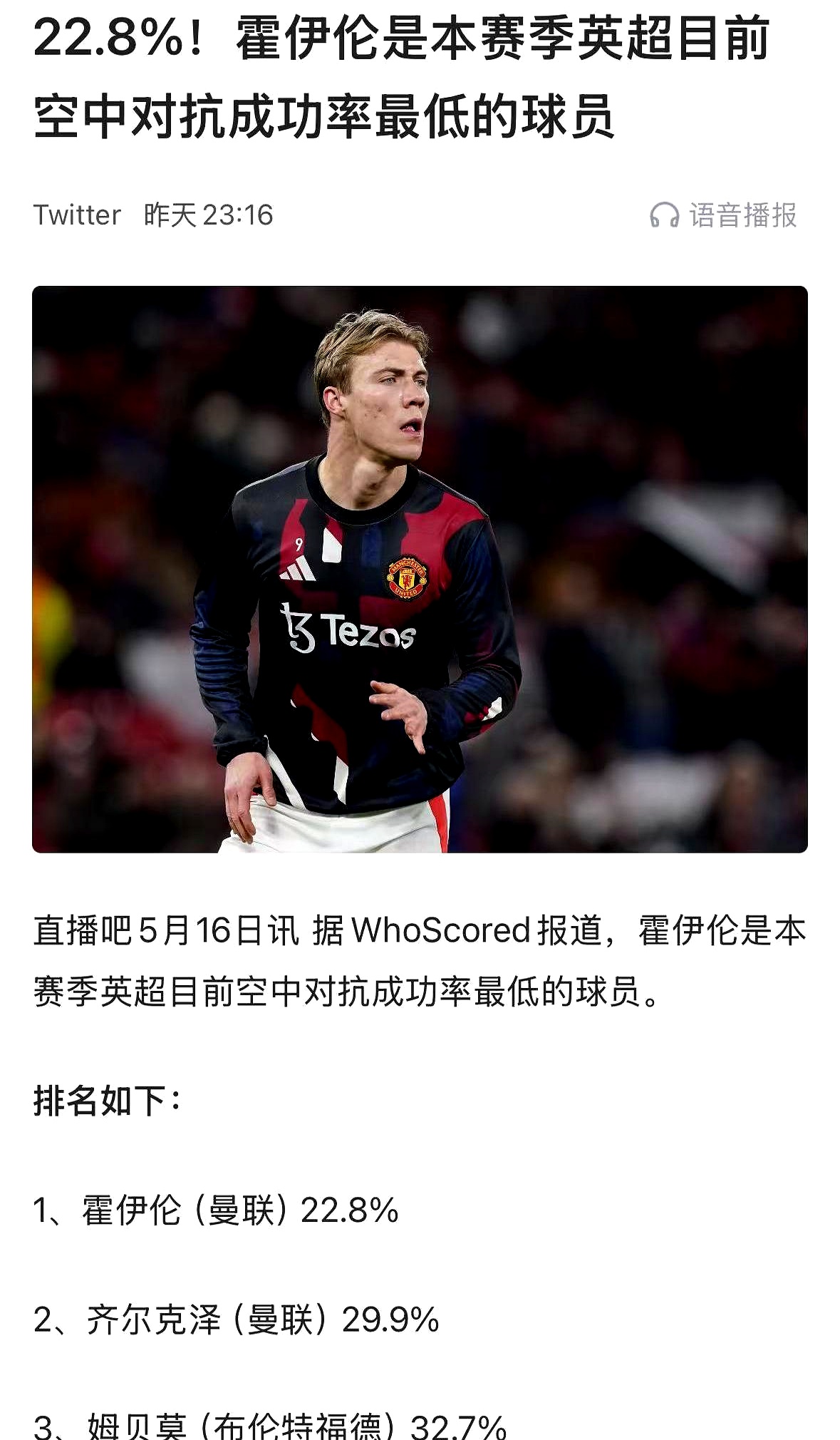 关于曼联青训球员崭露头角，获得主帅信任的信息